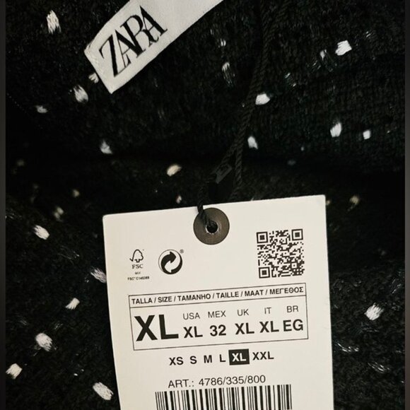 Zara Textured Tweed Dress Sleeveless with faux pearl Black XL NWT - Picture 15 of 16